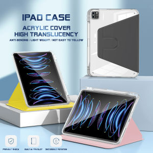 Acrylic Clear Case For ipad 10th 2022 360°Rotating Cover Case Auto Wake/Sleep High Transparency Stand Case with Pencil Holder Protective Case Campatible with ipad Gen 10 9 8 7 Air4/5 Pro11(2018/20/21/22)