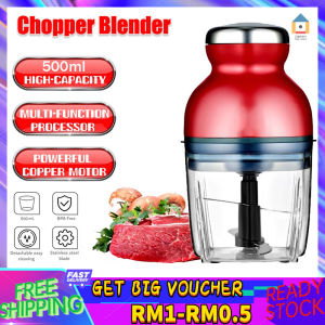 【Malaysia Spot Sale】200W Electric Capsule Chopper 500mL Blender Mixer Masher Juicer stainless steel Blade/Pengisar Pengadun