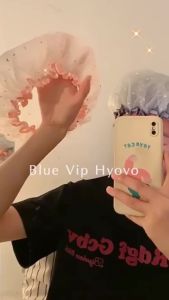 ZEO Double-layer Waterproof Shower Cap Fashion Bathing Caps Star Pattern Bathroom Hair Salon Supplies