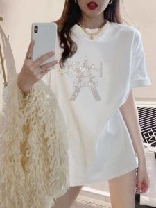 DVDK | Chic Youthful Small Crowd Long T-Shirt Shimmering Short-sleeved Tee