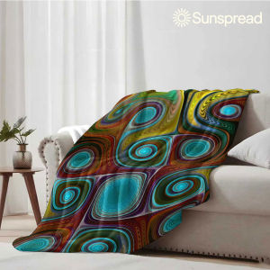 Beast Kingdom | Color Swirl Fractal Soft Warm Flannel Blanket Lightweight Cozy Christmas Halloween Home Decor Room
