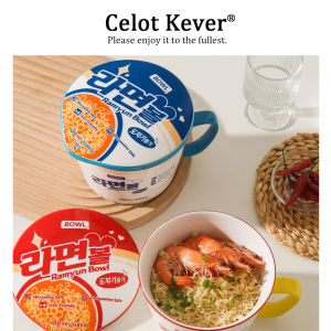 High-capacity Ceramic Bowl for Instant Noodles with Lid