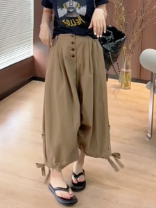 MANMI | Khaki Loose Slimming Vintage Nine-Tenths Pants
