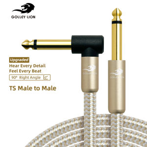 สาย AMPLI Bass เครื่องมือไฟฟ้าสายเคเบิลกีตาร์ GOLLEY LION สำหรับไฟฟ้าแมนโดลินเสียงโปร (มุมขวาเป็นตรงทอง)