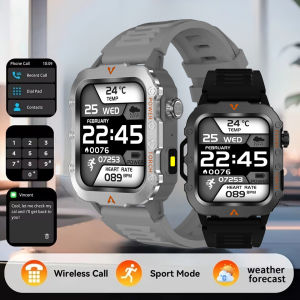 Outdoor LED Flashlight Smart Watch Men Bluetooth Call 5ATM Waterproof GPS Montion Heart Rate Health Monitoring Sports Smartwatch