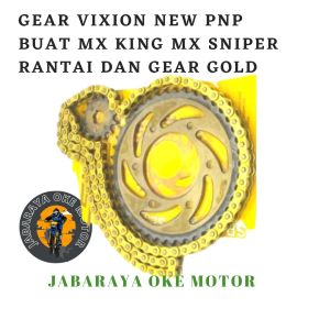 GIR SET VIXION NEW PNP VIXION OLD MX KING MATA 43 DEPAN 13 GEAR GOLD BAJA BAKAR RANTAI TEBAL HARD GOLD DAYA TAHAN LAMA