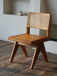 Reproduction Chandigarh Rattan Solid Teak Dining Chair