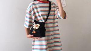 Tas Serut/Bag Tas Selempang Wanita Korean Flower Tali Serut Sling Bag/Perempuan Casual Trendy/Tas Selempang Wanita Motif Bunga