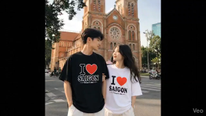 Áo thun form rộng I LOVE SAIGON HANOI VIETNAM DANANG DALAT (100% cotton)