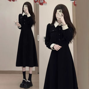 ZHENMANZI | Elegant Hepburn Style Black Long Sleeve Dress Fall New