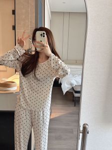 Bộ Đồ Ngủ Tay Ngắn Thoải Mái Modal Phong Cách Hàn Quốc JIEAINA Bộ Đồ Ngủ Mùa Hè Cho Nữ Bộ Đồ Mặc Nhà Đơn Giản Thoải Mái