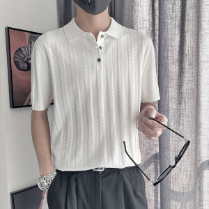 Áo Thun Nam Tay Ngắn Mùa Hè Thời Trang Thường Ngày Dáng Rộng Thoải Mái Thoáng Khí Áo Phông Cổ Polo Dệt Kim Phong Cách Thường Ngày