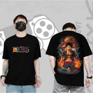 Bandai | Summer 2026 One Piece Luffy "Fire Level 2" Street Trend Theme 100% Cotton Printed Loose T-shirt Male and Female Parent-child Top