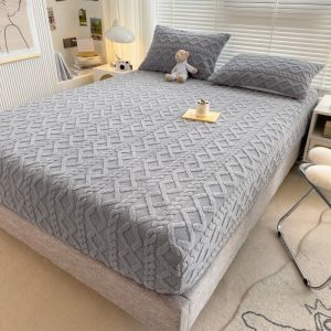 Anti-slip Cotton-padded Quilted Bedskirt and Cover Set