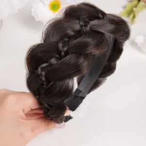 Braided Fishbone Headband High Top Wide Edge Grey Hair Covering Anti-slip