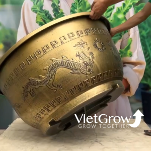 Chậu Nhựa Giả Đồng Song Long Tranh Châu Kích Thước Miệng x Cao x Đáy: 99 x 49 x 66cm 242 Lít