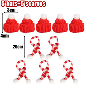 【On Sale】10Pcs Mini Santa Hat & Scarf 2024 New Christmas Costume for Bottle DIY Xmas Party Dinner Decoration