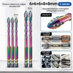 3-12mm Four-edge Serrated Drill Bit Set Drilling Tools Tor Glass Tiles Concrete Metal Ceramics etc.Drill Bits Set Tools