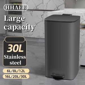 Hhaee 30L Stainless Steel Pedal Trash Can with Lid for Bathroom Kitchen Living Room