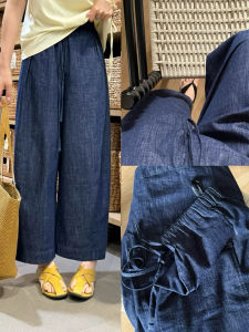 plus Size High Waist Loose Fit Deep Blue Denim Jeans Womens Spring Autumn Straight Leg Wide Leg Nine Pants Vintage Style