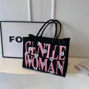 กระเป๋าผ้าใบ Tote Bag ทรงสี่เหลี่ยมจัตุรัส ความจุขนาดใหญ่ กระเป๋าใส่โน้ตบุ๊ก 16 นิ้ว กระเป๋าสะพายไหล่ผู้หญิง กระเป๋าแฟชั่น 2023 ใหม่ล่าสุด