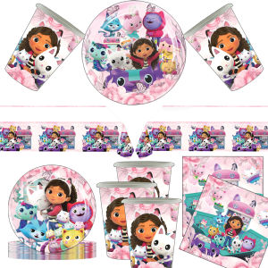 Disney | Gabby’s Dollhouse Theme Party Children’s Birthday Disposable Tableware Holiday Decoration Gabby Cat Balloon Supplies Party Fav