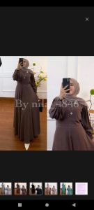 gamis cantik lengan balon full ceruty