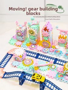 MONLEYTA | Electric Rotating Gear Childrens Building Blocks Toys Early Education Intelligence Development Large Particle Puzzles For Boys And Girls