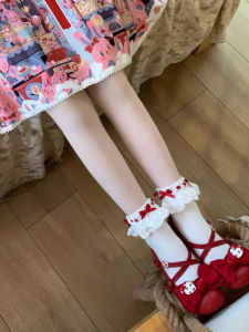 Tất Lolita Ngọt Ngào Có Thắt Lưng Bướm Viền Ren Dễ Thương Mới 2025 Tất Lolita Dày Thông Thường Dành Cho Nữ Có Đế