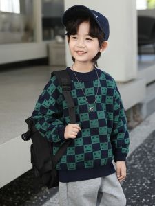 Pure Cotton Knitted Sweater for Boys Autumn Winter Style Overhead Boys Base Layer New 2025 Fashion Childrens Clothing