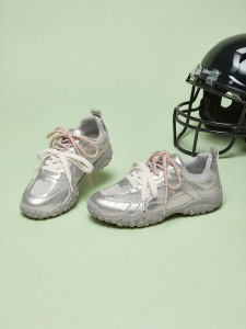 TATA | Womens Silver Retro Sneakers