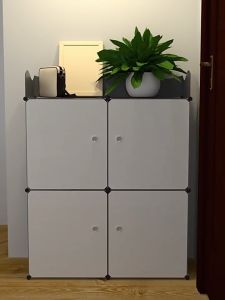 NINI-Shoe Rack With Door DIY Rak kasut Storage Box Bertutup Stackable Rack Shelf Shoe Cabinet Shoe Sorganization Plastic