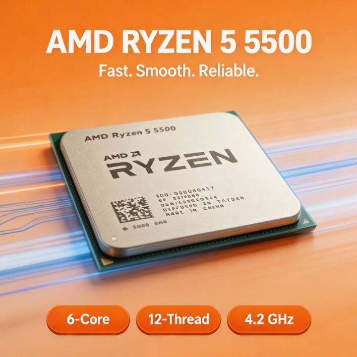 AMD | AMD Ryzen 5 5500 Desktop Multitasking CPU 6‑Core 12‑Thread