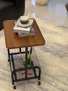JAERSENT Movable Sofa Side Table Coffee Table with wheels Minimalist Tea Table Side Cabinet 45*35*50cm