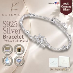 KC Jewelry S925 Silver - White Gold Plated Diamond Luminous Star Bracelet