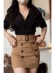 YUEZHONGWEI | Atmospheric Black Shirt and Skirt Set