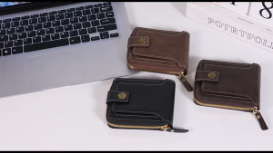 good 999 Fashionable retro mens zipper coin storage wallet Q-8
