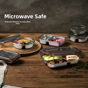Freshness Divider Microwaveable Stainless Steel Lunch Box