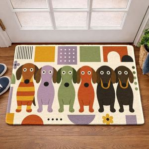 VIKAMA Cute Dachshund Doormat Non‑Slip Washable Welcome Mat Indoor Outdoor Entrance Rug Kitchen Bedroom Home Decor Floor Carpet