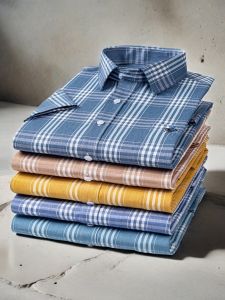 Summer Mens Shirt Short Sleeve Pure Cotton Plaid Casual Thin Style Half Sleeve Comfortable Top for Daily Wear Commute