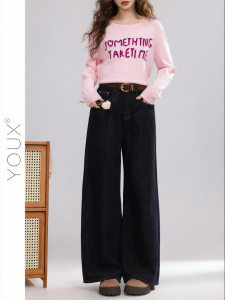 YOUXIANG | Quần Jeans Chuông Dày Phong Cách Retro Đa Năng