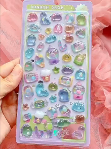 Pelekat Haiwan Kristal 3D Comel DIY Hiasan Pelekat Kartun Akrilik Timbul Buih Kraf Hadiah Cute 3D Crystal Animal Stickers For Kids DIY Decoration Cartoon Acrylic Bubble Stickers Scrapbook Craft Girls Gift 3D浮雕趣味立体贴纸 儿童女孩手工DIY装饰贴舞台彩色亚克力钻石贴 E051