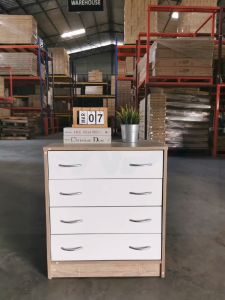 Chest Drawers ~ BARDALONA Chest with 4 Drawers (CH 8001) (HG White+Sonoma oak)