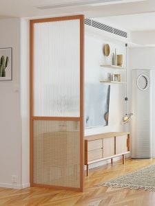 Japanese-Style Normcore Solid Wood Partition Screens Changhong Glass Partition Living Room Modern Entrance Accessible Luxury Bedroom Rattan