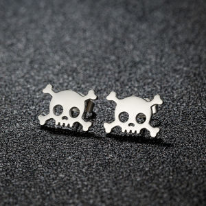 1Pair Hollow Mini Skull Earrings for Men Stainless Steel Ear Studs Halloween Style New Fashion Birthday Party Jewelry Gifts