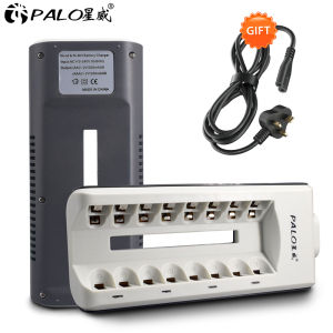 PALO 8 Slots Fast Charge LED Display Quick Charger Smart Battery Charger For 1.2V NIMH NICD AA AAA Rechargeable Battery
