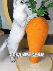 Cat Scratcher Board Carrot Post ของเล่นแมว ป่านศรนารายณ์ กรงเล็บแมวยืนปีน กรงเล็บบด ทนต่อการสึกหรอไม่สามารถกำจัดเศษ