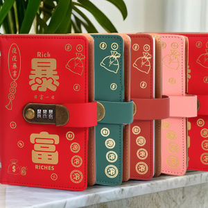 สมุดบันทึกการออมแบบหนังเทียม A6 พร้อมรหัสล็อค ความจุขนาดใหญ่สำหรับสมุดบันทึกการออม สมุดบันทึกการติดตามงบประมาณ และสมุดบันทึกการจัดการเงินสด