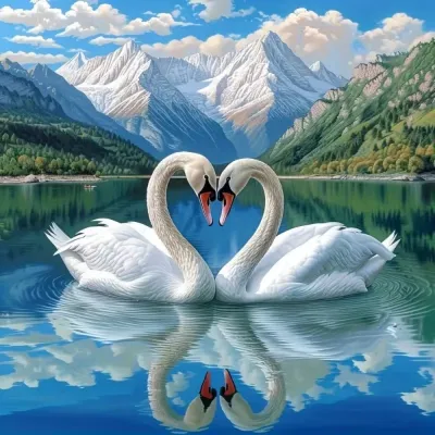 EverShine 5D DIY Diamond Mosaic Swan Animal Painting Lake Cross Stitch Embroidery Mountain Picture Rhinestones Handmade Gift