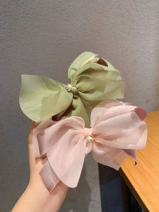 Korean Hair Accessories Elegant Jewelry Accessible Luxury Pink Spring Clip Cute Sweet Mesh Diamond Bows Barrettes